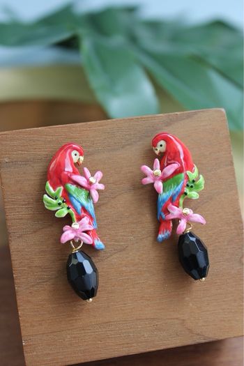 Boucles d’oreilles tiges perroquet paradis perdu