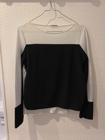 T-shirt manches longues noir et blanc Zara S
