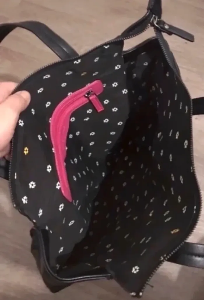 Sac à main cabas naf naf 30cm longueur 20cm largeur noir rose - photo numéro 3