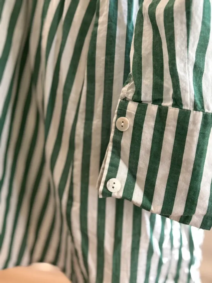 Robe chemise rayée verte Les canebiers – Taille 36, col V, effet cintré - photo numéro 6
