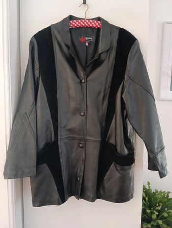Veste en cuir vintage empiècements taille 42/44