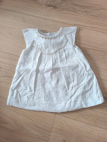 Robe blanche broderie anglaise Zara Baby - Taille 6-9 mois 74cm