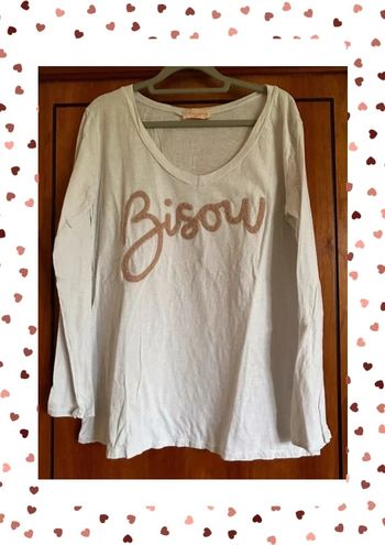 T-shirt manches longues blanc col v April Vintage