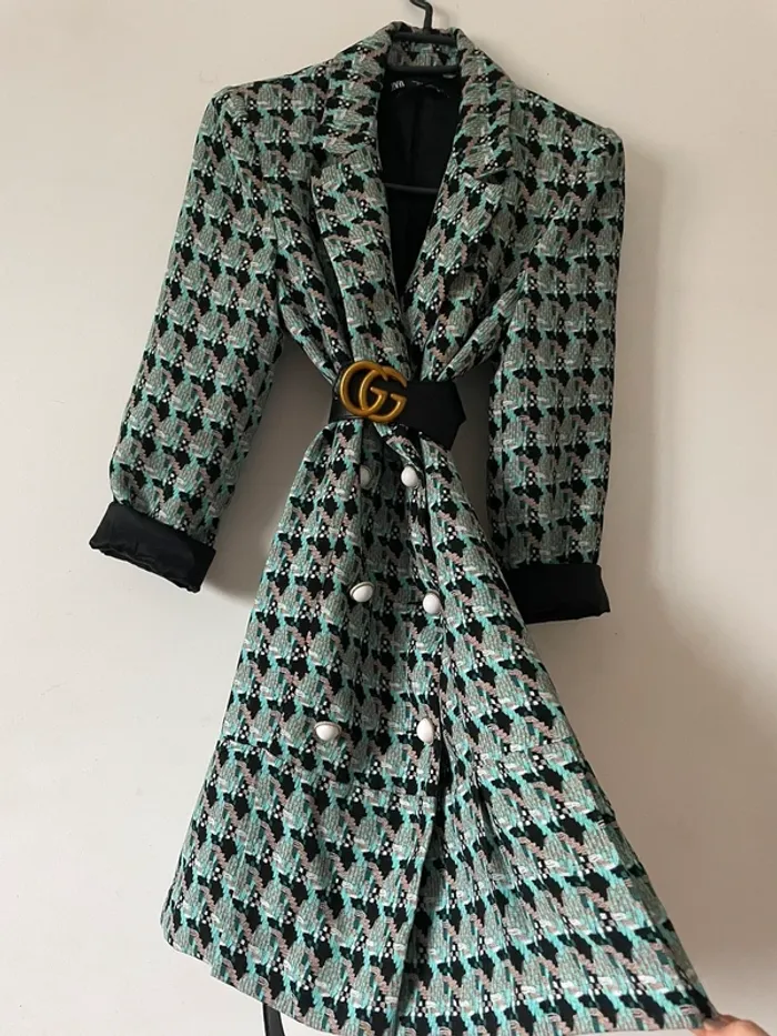 Robe veste blazer tailleur Zara imprimé tweed taille XS - photo numéro 6