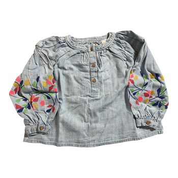 Mango Blouse jean fleurie Taille 2/3 ans
