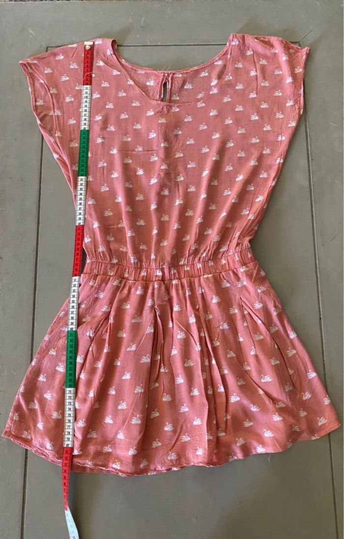 Robe d’été rose corail avec cygne et noeud dans le dos taille S - photo numéro 13