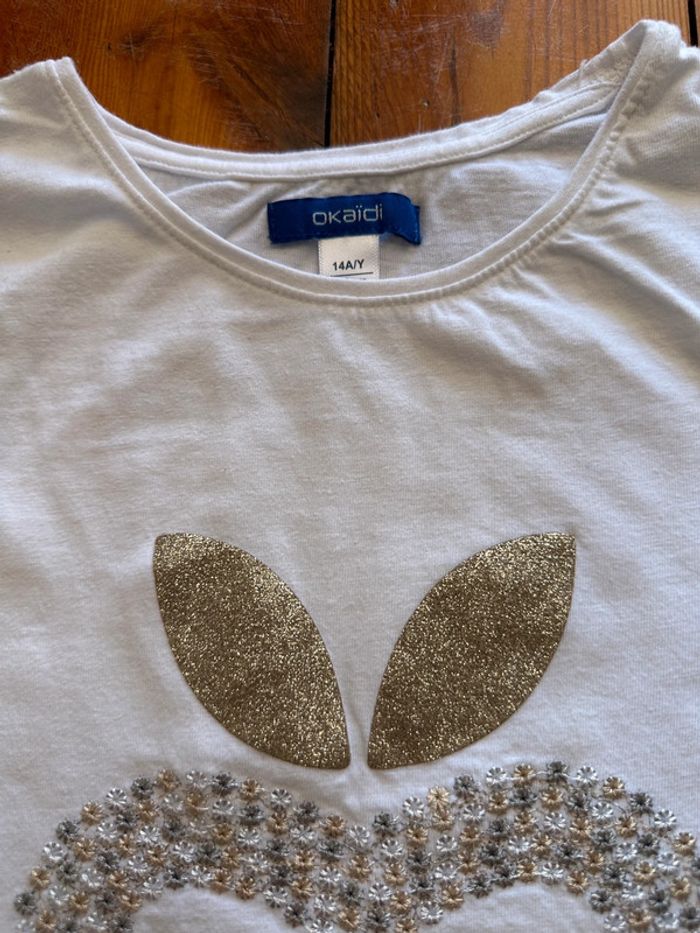 TEE shirt pomme okaidi doré 14a - photo numéro 3