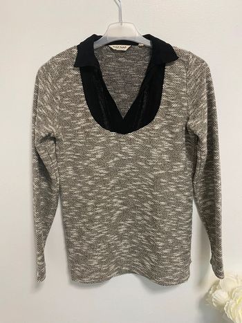 Naf Naf pull S 36 gris avec col noir