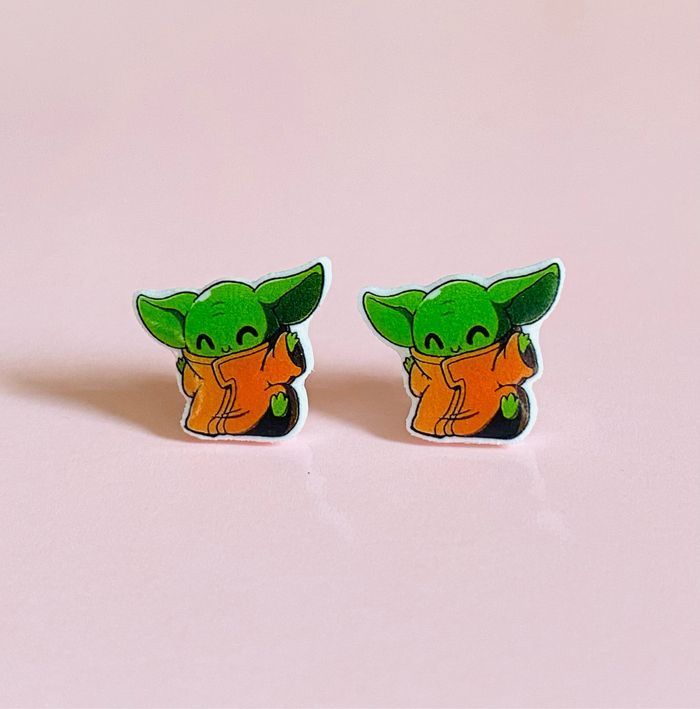 Boucles d’oreilles Fait Main Mignon Yoda - photo numéro 2