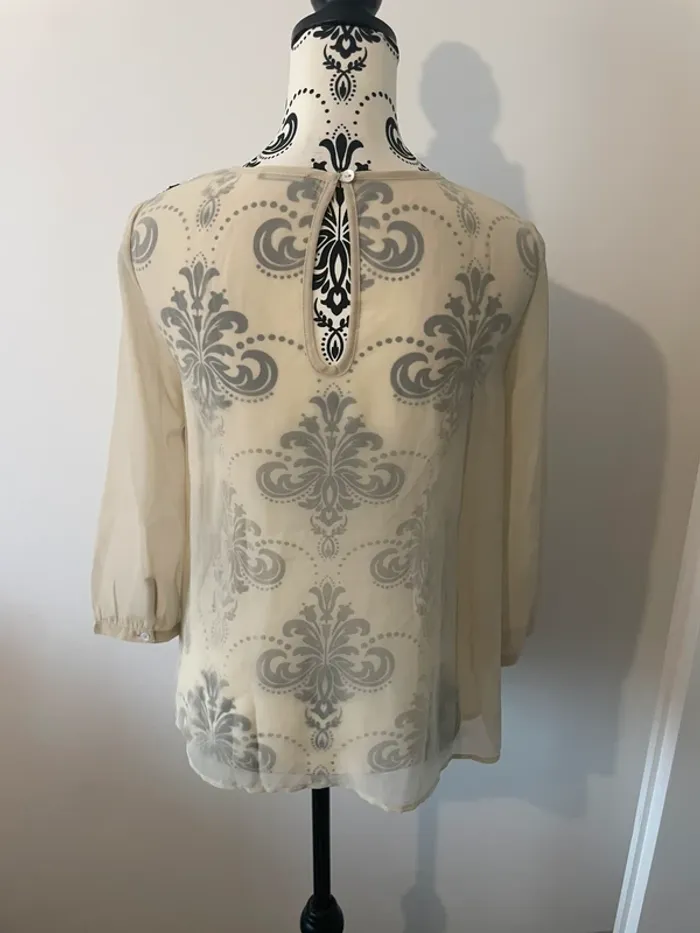 Blouse Sisley - Crème et noire - Taille XS - photo numéro 5