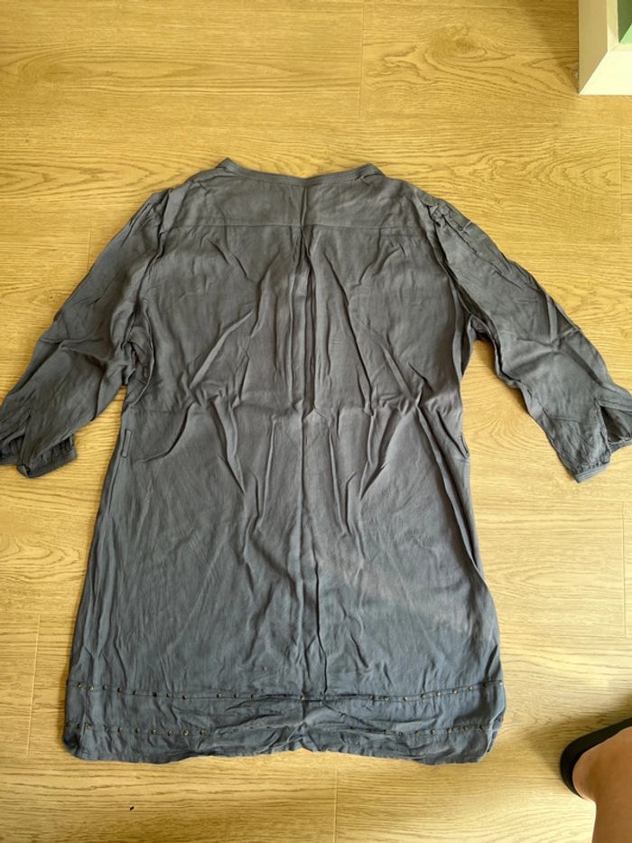 Vends robe bleu/gris manche 3/4 de la marque 123 taille 46 bon état - photo numéro 6