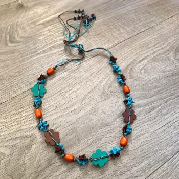 Collier sautoir perles bois