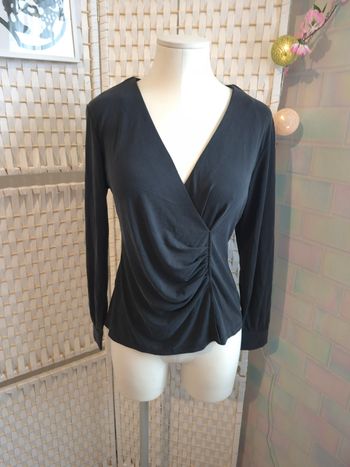 Joli haut cache-cœur noir Etam femme TS / 36 Très Bon État