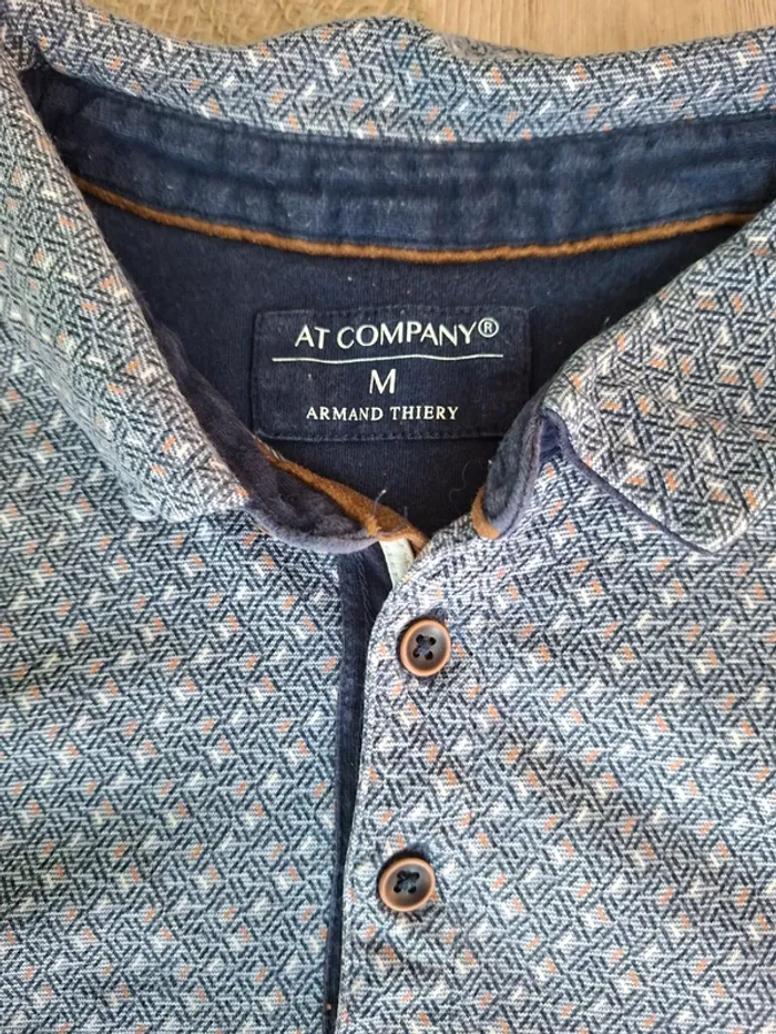 Polo Armand Thiery AT Company – Taille M – Motif géométrique bleu/gris - photo numéro 2