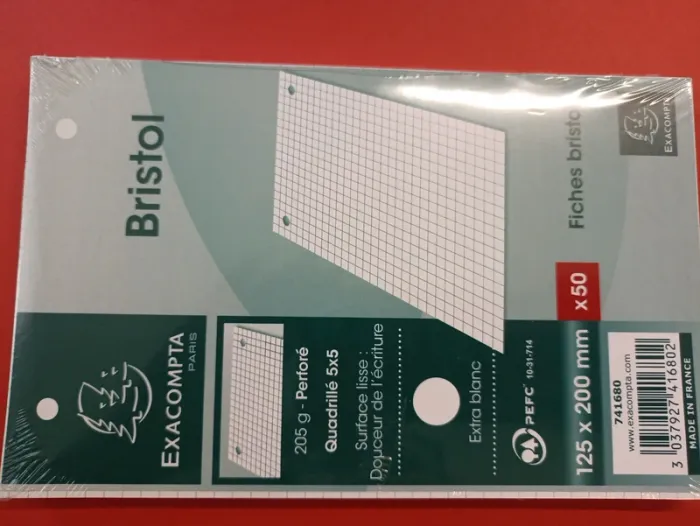 3 blocs de 50 fiche bristol - Exacompta