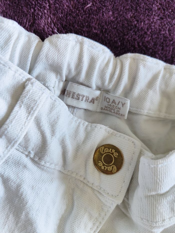 Pantalon fille  jeans large blanc Orchestra 10 ans - photo numéro 3