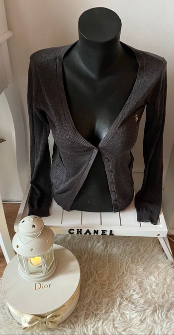 Gilet fin gris foncé pailletée argenté Le temps des cerises T.M TBE 🍒