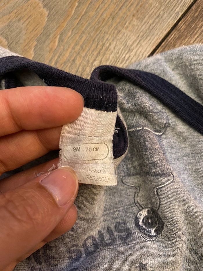 Lot de 2 bodies bleus 9 mois gris et marine étoile - photo numéro 4
