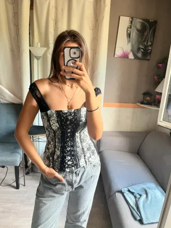 Top corset vintage gothic grunge bohème champêtre country western