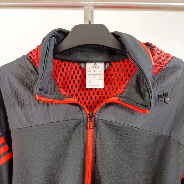 Veste à capuche Adidas grise noire et rouge bandes logo sport streetwear sport homme M A1525 - photo numéro 2