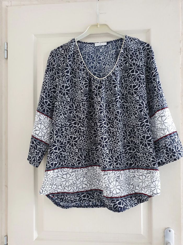 blouse manche 3/4 bleu marine