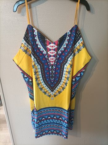 Robe courte fluide mutlicolore à bretelle