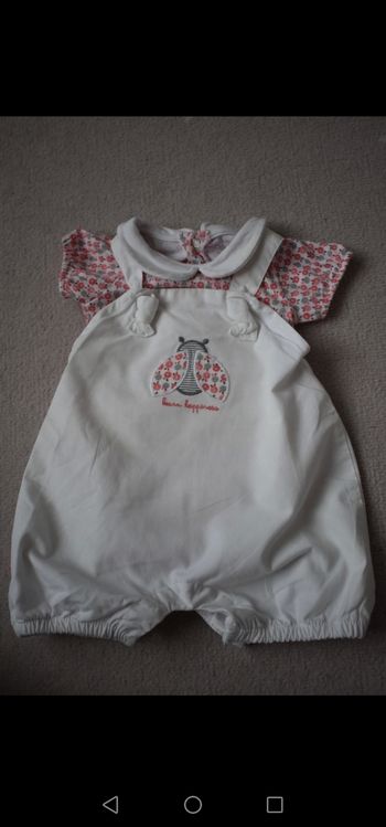 🐞 Salopette + Bodie manche courte okaidi T 1 mois