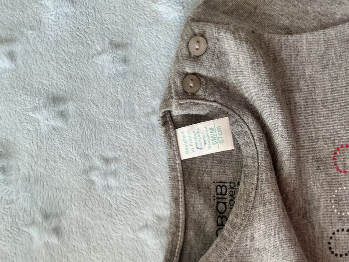 teeshirt manches longues gris inscription devant 6 mois obaibi - photo numéro 8