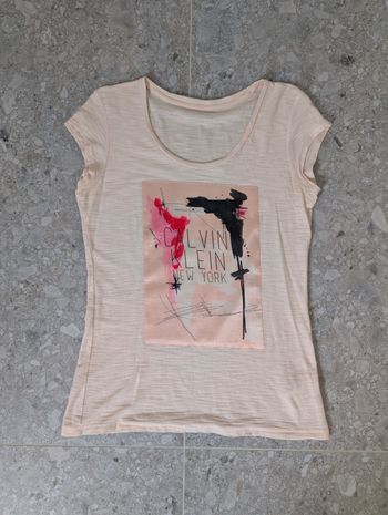T-shirt Calvin Klein rose pâle - Taille S-M