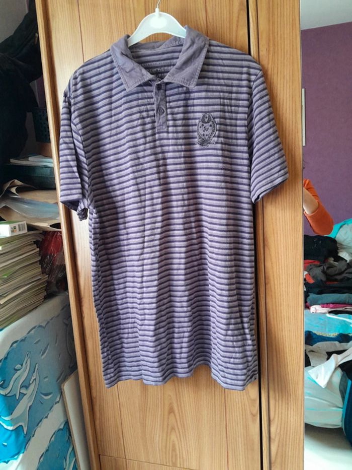 polo homme violet rayé - photo numéro 2