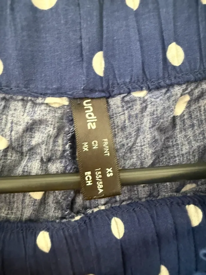 Pantalon Fluide Bleu Marine à Pois Blancs - Undiz - Taille XS - photo numéro 4