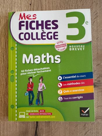 Mes fiches collège maths 3 eme brevet hatier   neuf