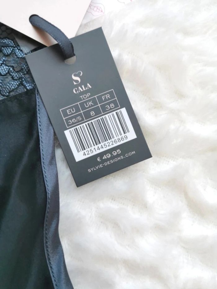 Caraco bustier top lingerie satin et dentelle gris foncé Sylvie Designs S 36 - photo numéro 2