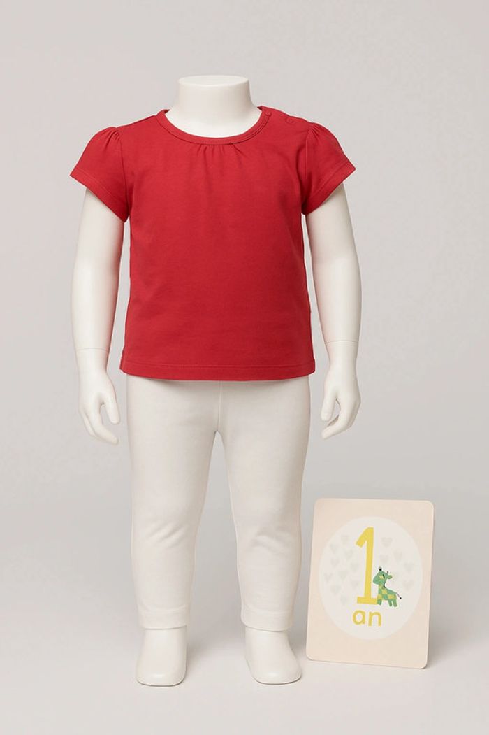 ensemble 12 mois – T-shirt rose & legging blanc