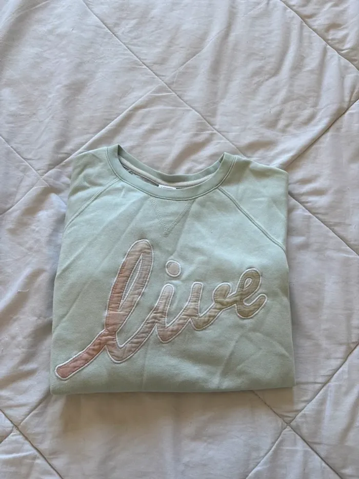 Pull sweat hoodies léger col rond Lacoste live bleu clair intérieur polaire devanlay taille S/36 - photo numéro 2