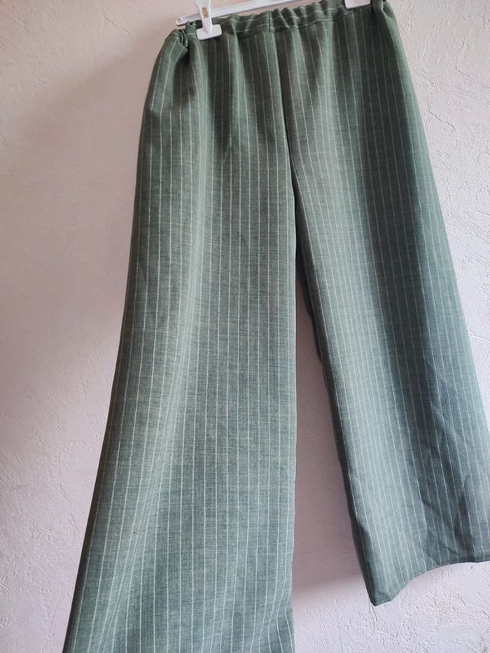 Palazzo, Pantalon large vert à rayures fines - photo numéro 4