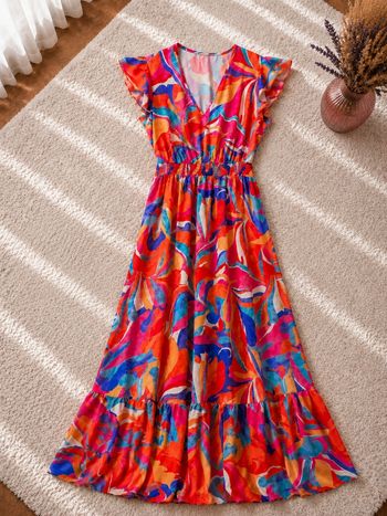 Robe longue maxi aura vibrante du lagon et du corail Femme taille 54 marque Paprika 👜