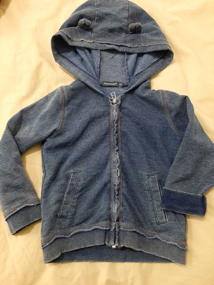 Gilet a capuche coton 92 cms