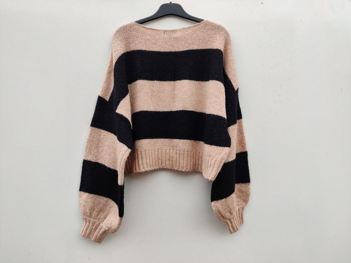 Pull femme en laine avec rayures larges - taille L - photo numéro 2