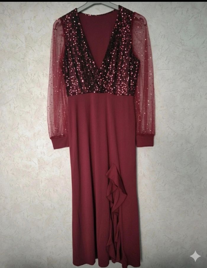 Magnifique robe rouge foncé de cérémonie taille XL 44 - photo numéro 2