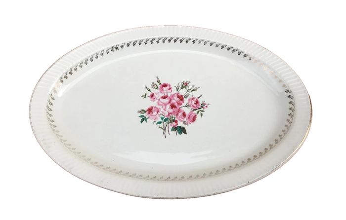 Plat de service ovale Faïence de Sarreguemines France Modèle Johnny