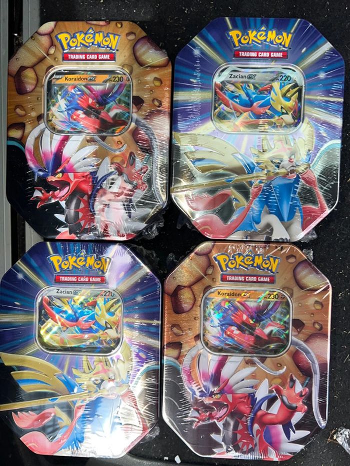 Coffret Pokébox boîte métal Pokémon Zacian Ex ou 4 boosters carte promo Ex - photo numéro 1
