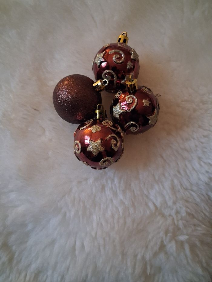 Lot de 4 boules de Noël 🎄 marron et doré
