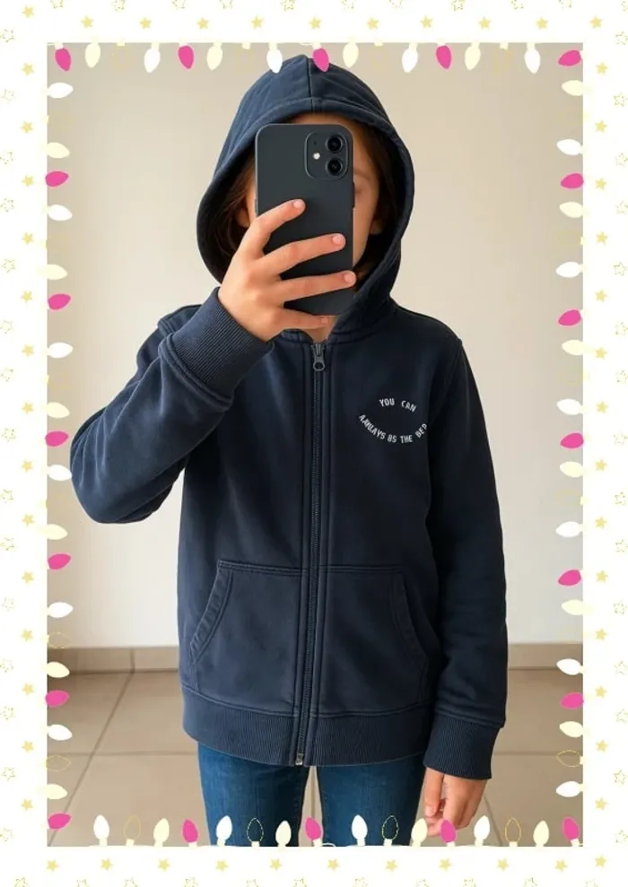 🖤 Gilet zippé à capuche – Kiabi – Taille 8 ans 🖤 - photo numéro 2