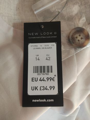 Blazer femme 42 XL crème boutons marron Neuf avec étiquette - New Look