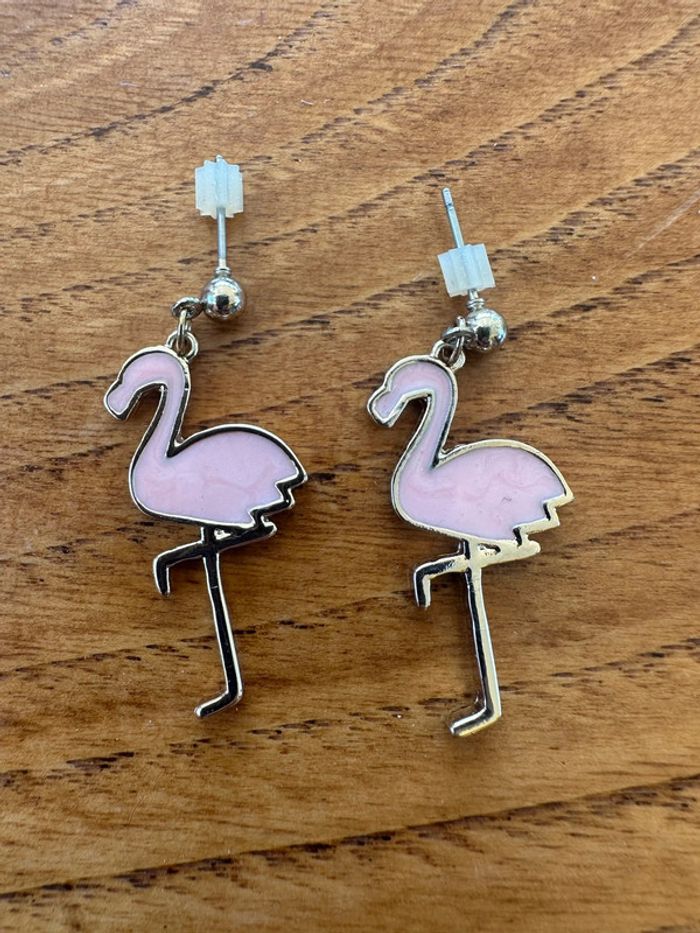 Boucles d’oreilles flamants roses - photo numéro 2
