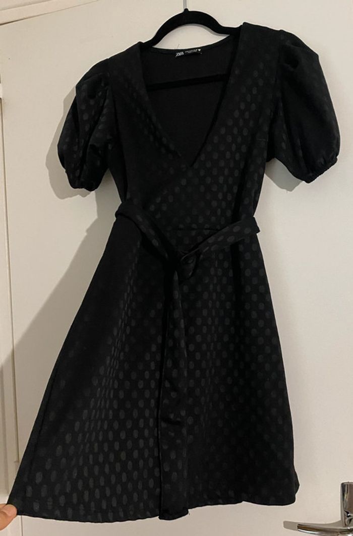 Robe Zara Courte Imprimée Polka Avec Ceinture Taille M - photo numéro 5