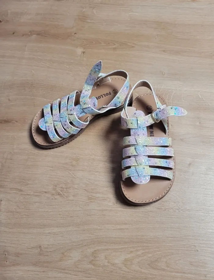 Sandales fille pailletées multicolores neuves 27 - photo numéro 2