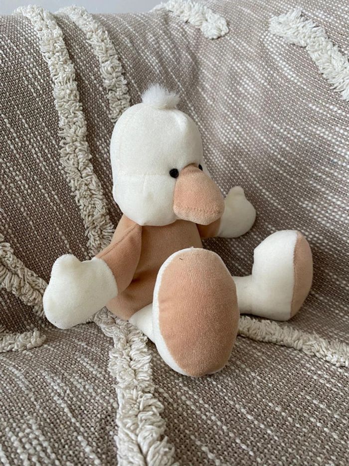 Peluche doudou Tiamo collection 28cm Canard oiseau marron beige et blanc très bon état - photo numéro 2