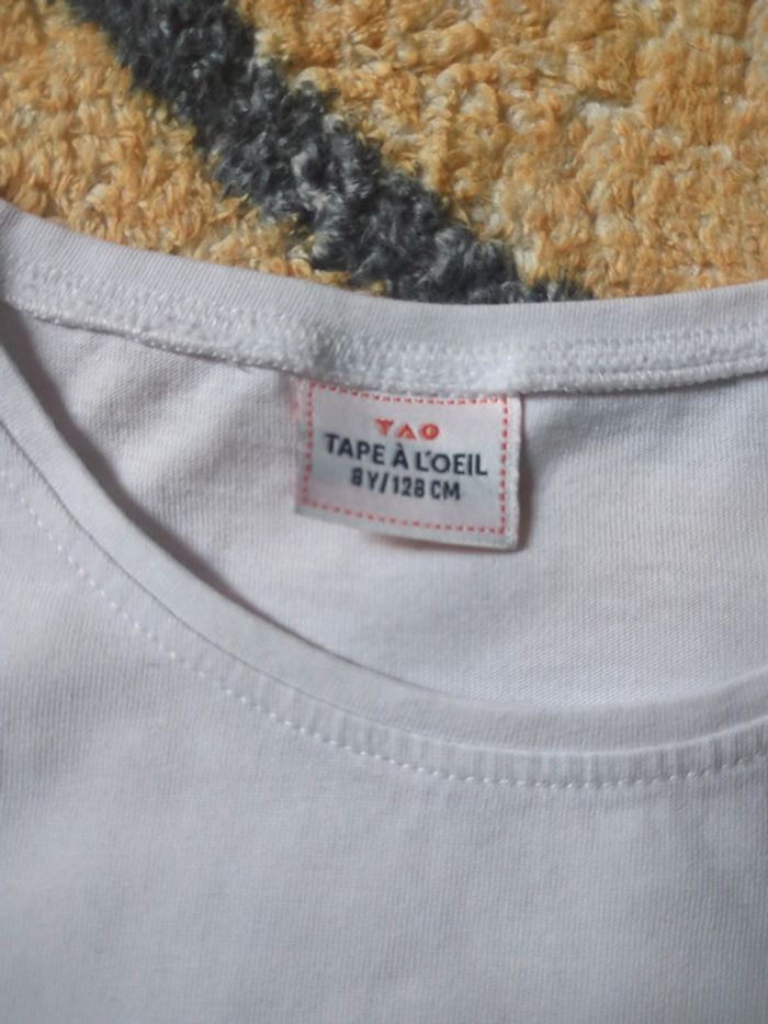 T-shirt blanc flamand rose tao 8 ans - photo numéro 3